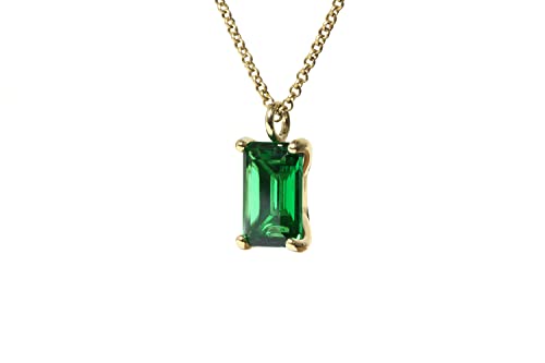 Collier émeraude rectangle en or fait main pour femme