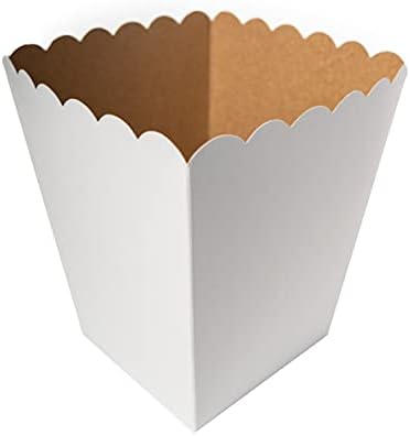 FELANAS 6 Pack White Popcorn Boxes for Party | Great for Movies, Night Decorations, Party Favors | 17 x 17 x 21 CM : 6.8"x 6.8"x 8.5" | Large Size image 5