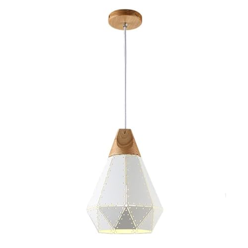 Color Danish Ceiling Chandelier, Metal Pendant Lights, Interior Decoration Wood Hanging Lamp, Minimalist Nordic Lighting Fixture for Kitchen Island, Restaurant, Living Room, Balcony(Whit