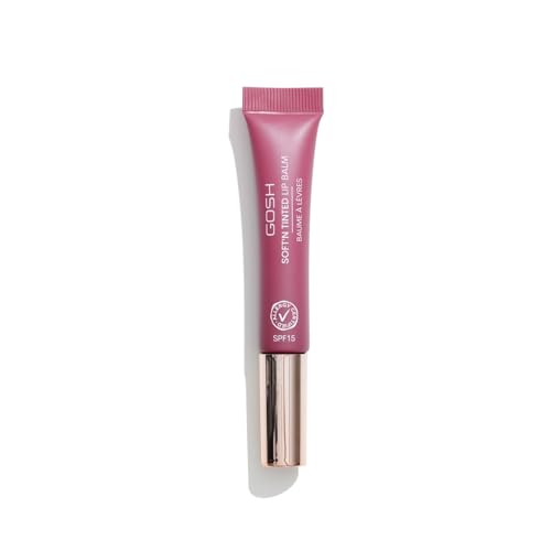 GOSH getönter Lipbalm mit LSF 15 I veganer Lippenpflege-Stift mit Farbe in Berry (006) I geschmeidig weiche Lippen ohne Kleben I parfümfreier Glossy Booster I feuchtigkeitsspendender Lippenbalsam