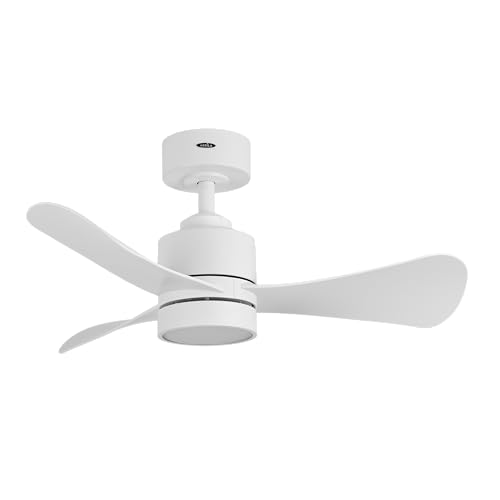 Abrila - Ventilador DC ZEPELIN | Color Blanco con tres Aspas | con 6 Velocidades Ajustables | con 3 Temperaturas de Luz | Mando a Distancia Incluido