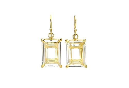 Boucles d'oreilles cristal quartz hypoallergéniques en or massif pour oreilles sensibles
