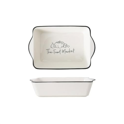 Bandeja de horno de cerámica rectangular con doble asa para lasaña 2