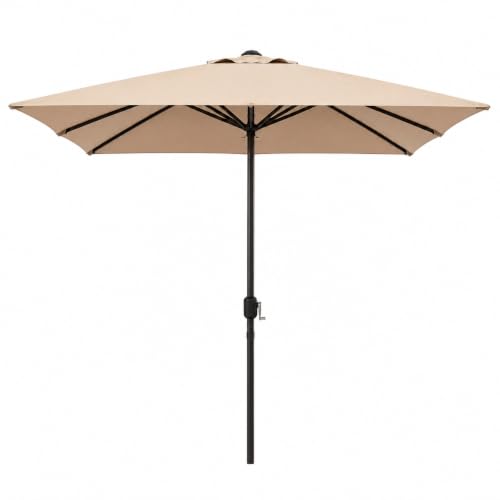 LORVIK Sombrilla Terraza Exterior 3 m Mástil Central con Manivela – Parasol de Jardín Redondo, Altura Regulable, Protección UV, Tejido Impermeable, Kaki (sin base)