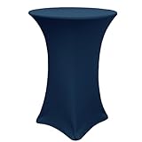 Your Chair Covers - 30 inch Cocktail Round Stretch Spandex Table Cover - Navy Blue, Stretch Tablecloth