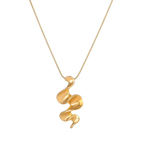 Havopso 18K Gold Plated Horseshoe Sun Pendant Necklace Satellite Beaded Snake Chain Long Statement Necklace Jewelry Christmas Gift