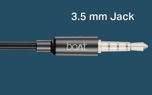 Image of boAt Bassheads 55 Wired Earphones with 10mm Drivers, Metallic Buds, in-Line Mic & Lightweight Design (Black)