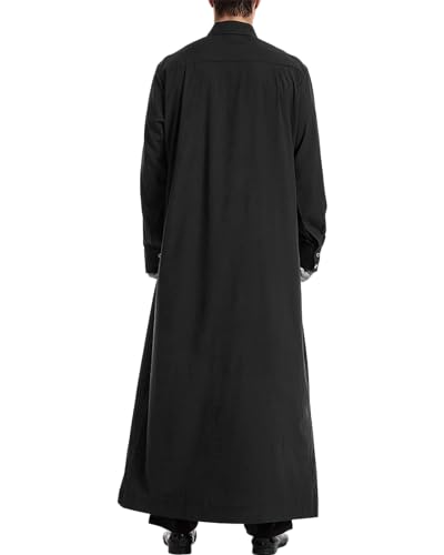 LVCBL Kaftan for Men Long Sleeve Thobe Button Down Lapel Muslim Shirts Big and Tall Long Caftan4
