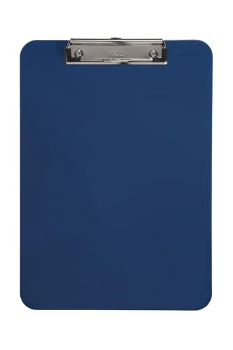 MAUL Portapapeles A4 31.6 x 22.5 cm | Clipboard de plástico DIN A4 vertical con pinza metálica azul oscuro