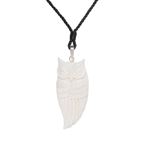 Collier hibou en argent sterling sculpté main, pendentif totem oiseau de proie