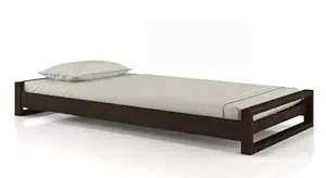 RAJGHARANA Sheesham Wood Low Height Single Size Bed Without Storage Wooden Palang Furniture Solid Wood Cot for Bedroom Living Room (Walnut Finish)