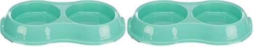 Trixie Gamelle Double en Plastique pour Chat, 200 ML, Couleurs Assorties (Lot de 2)