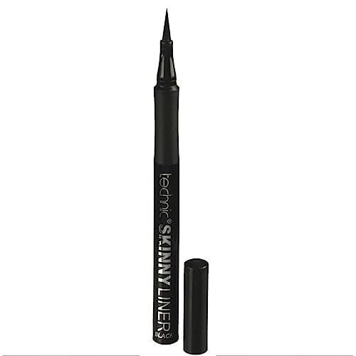 Technic Skinny Felt Tip Liquid Eyeliner – Black Precision Tip & Soft Grip Pen For Long Lasting, Quick Flick Natural or Statement Looks – Suitable for Beginners – 1.5ml