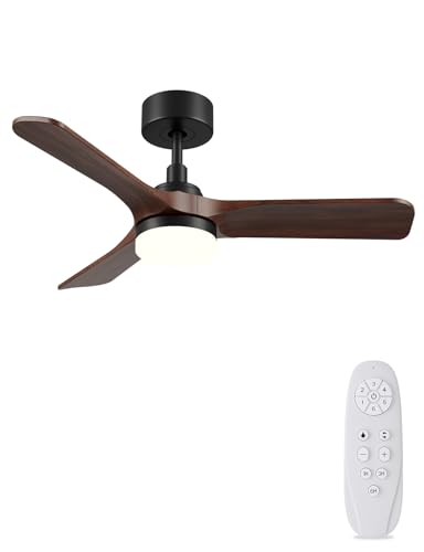 AUTODAY Ventilador de techo con Luz Lámpara LED diámetro 90 cm Ultra Silencioso Ventilador Techo 30 W 3 Aspas Reversibles Mando Distancia Temporizador 1/3/6H Ceiling fan with light