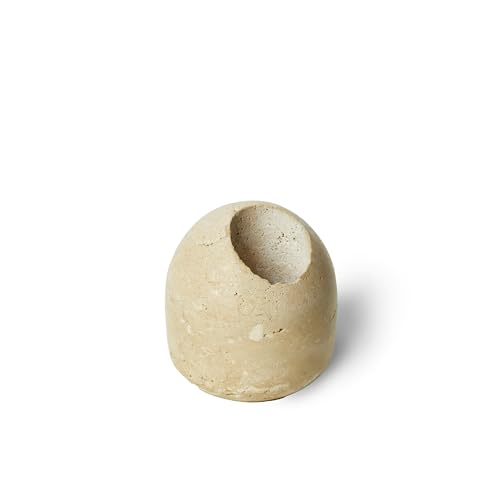 PHINILUX 100% Travertine Toothpick Holder | Match Holder | Cute Beige Match Jar | Matches Box for Candles or Bathroom Decor | 2.1*2.1*2.2 | Toothpicks NOT Included