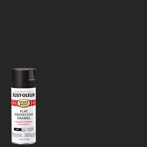 Rust-Oleum 7776830-6PK Stops Rust Spray Paint, 12 oz, Flat Black, 6 Pack