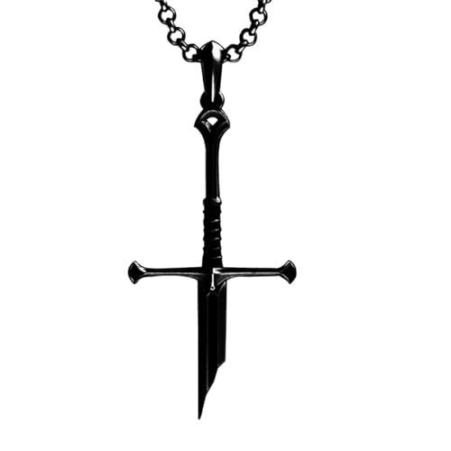 KeyoGoS Pendentif Épée Cassée Plaqué Argent Gothique Samouraï Collier Homme Femme, Argent, Pas de pierre précieuse