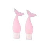 Elisaia 2pcs Fishtail Shaped Leak Proof Squeezable Silicone Travel Bottles,Reusable shampoo bottles (Pink, 3.05, Cubic Inches)