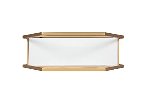 Kate And Laurel Adela Modern Octagon Wall Shelf, 18.25 X 7.5 X 41, White And Gold, Glam 4-Tier Shelf For Storage And Display #TOP4