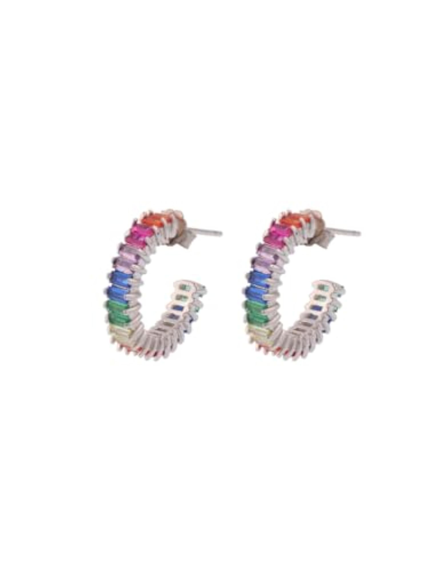 Trendy Multicolor Stone Studded Stylish Hoop Earrings