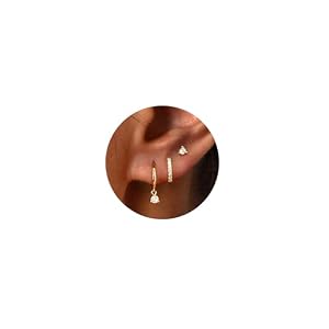 Freekiss 3 Pairs Gold Hoop Earrings Set: Dainty Stud Earrings Trendy Small 14K Gold Plated Hypoallergenic Dangle Cartilage Huggie Hoop Earrings for Women Gold Jewelry for Women Gifts
