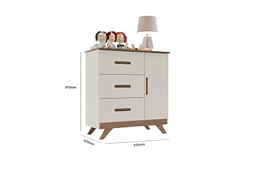 Quarto Infantil Maya Off White Carvalho Roupeiro Cômoda Berço