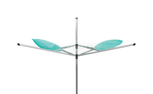 Image of Brabantia Lift-O-Matic Outdoor 4 Arm Clothesline (164 ft /O 1.8 inch) Height Adjustable, Folding Clothes Drying Rack + Ground Spike & Cover (Gray)