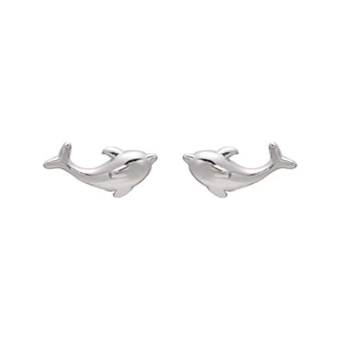 Jolies boucles d'oreilles à tige en argent sterling 925 avec petit dauphin - Hypoallergéniques