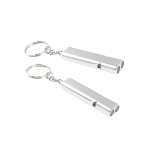 2 Pieces Emergency Whistle Outdoor Survival Safety Whistle Metal Keychain Whistle with Training Pet Camping Hunting Hiking