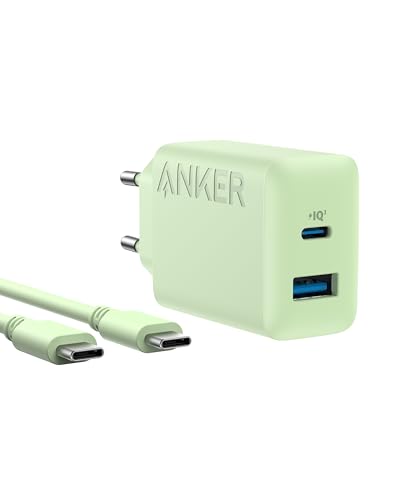 Anker Caricatore iPhone 20W USB C, rapido da parete compatibile con iPhone 17 Pro Max Air/16/15, iPad e altro (con cavo USB C da 150 cm)