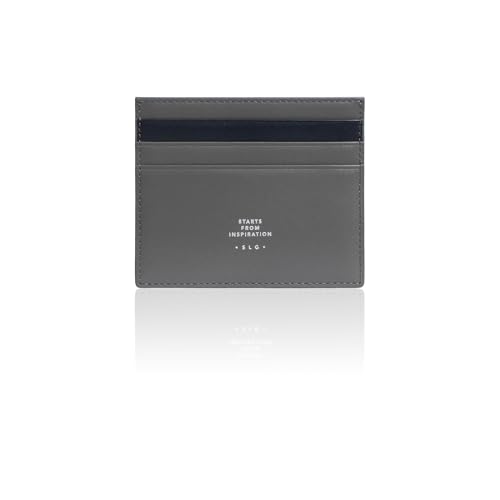 SLG Carteira de couro Lucen Calf, Cinza/Marinho, Minimalista
