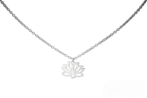 Collier argent massif et son pendentif fleur de lotus finement ciselé