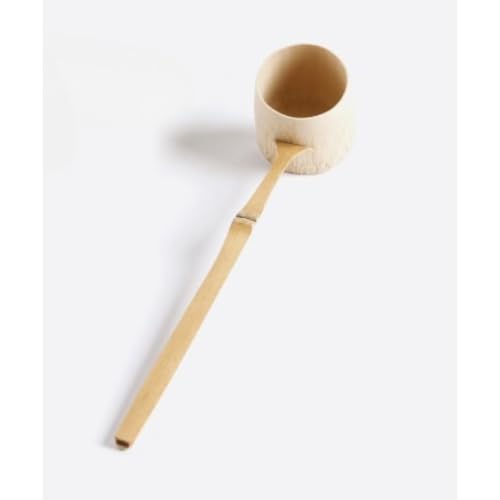 AKILER長柄花柄杓 ティーポット 抹茶茶碗 水汲みひしゃく お茶 ティートレイ タブー 式 茶道具 洗濯粉スクープ 実用的な水スクープ 小麦粉スクープ バスソルトスクープ 竹 (2)