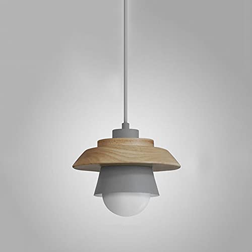 Lámpara colgante E27 de vidrio artesanal y madera noble NAMFHZW