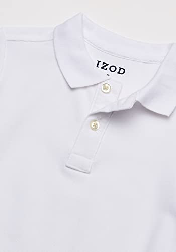IZOD Boys' School Uniform Short Sleeve Pique Polo, White, 10-12