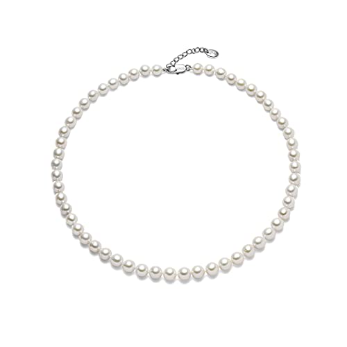 Collier ras de cou perles blanches véritables contre les irritations en argent 925
