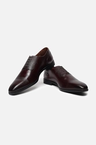 Image of Louis Philippe Men Textured Oxford Imported Premium Leather Light Weight Breathable Lining Slip Resistant Flexible Formal Shoes