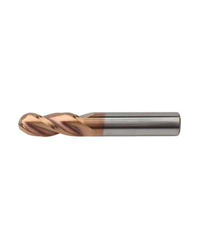 Image of 3 /8 inch Ball Nose Carbide End Mills, ZRN Coated, 3 Flute, CNC Milling Tools for Aluminum, CNC Router Bits with 37 Degree Helix, 3 /8 inch Cutting and Shank Diameter Milling Cutter