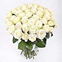 SNUNGPHIR Florazone Divine Fresh Flowers White Rose Bouquet Bunch of 40 Roses