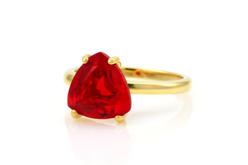 Ruby Trilliant Cut Ring - Custom Gold Engagement Jewelry - Vintage-Inspired Birthstone Ring for Women - Anniversary, Fashion, Special Occasion - All Sizes Available
