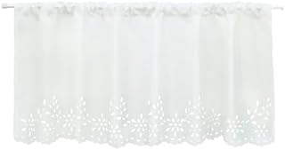 Joyswahl Carmen zazdrostka kuchenna, woalka, firanka bistro z ciętym laserowo wzorem, z otworem na karnisz, wys. x szer. 45 x 90 cm, biała, 1 sztuka