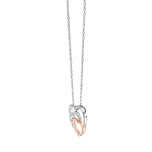 Brilliant Expressions Two-Tone Triple Heart Diamond Pendant Necklace in 925 Sterling Silver and 18K Rose Gold Plated, 0.05 Cttw (I-J Color, I3 Clarity), with 18-inch Adjustable Silver Chain2