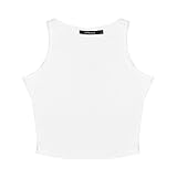 OThread & Co. Women's Basic Crop Tops Stretchy Casual Crew Neck Sleeveless Crop Tank Top (Medium,...