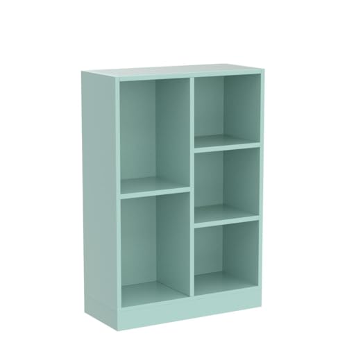 Image of IOTXY Open Shelf Low Bookcase - Wooden 3-Tier Cube Bookshelf, Tiffany-Green