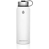 Swig Savvy Sports Water Bottle, Vacuum Insulated Stainless steel, Double Wall Wide Mouth Leakproof Lid - 18oz (White)