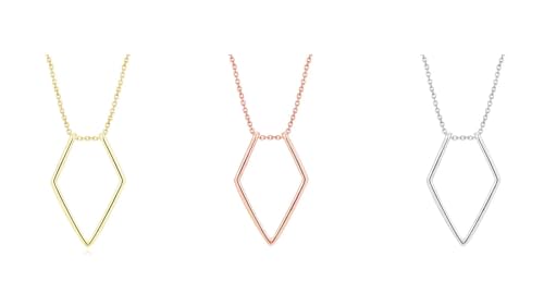 Collier porte-bague en argent sterling 925 géométrique 45 cm