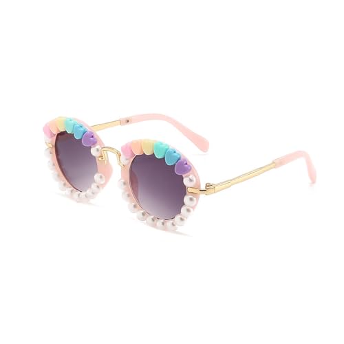Hifot Lunettes de Soleil Fille, Mode Ronde Lunette de Soleil Enfant 3 Ans à 8 Ans, avec Protection UV et Pochette Souple, Convient pour Plage Extérieur Anniversaires Voyages Déguisements et Cadeaux