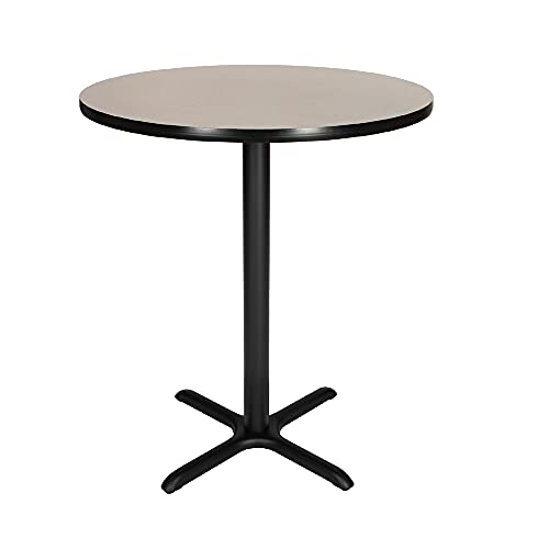 OEF Furnishings Café Table – X Base, 42” Height, 36” Round Top, Grey Nebula/Black Frame – Heavy-Duty Bistro Table, High-Pressure Laminate, 300 lb Capacity, Non-Marring Glides for Cafeterias & Offices