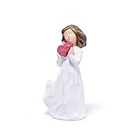 Hodao Hand-Carved Mother's Day Resin Sculpture - Mom Figurine Holding Flowers, Forever Keepsake Gift for Mom, Birthday Gift for Grandma, Customizable Heartfelt Home Table Decor (White-Heart) - Image 2