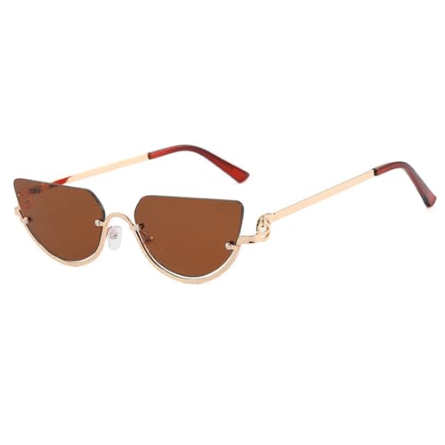 Lunettes de soleil polygone femmes demi-monture métal tendance